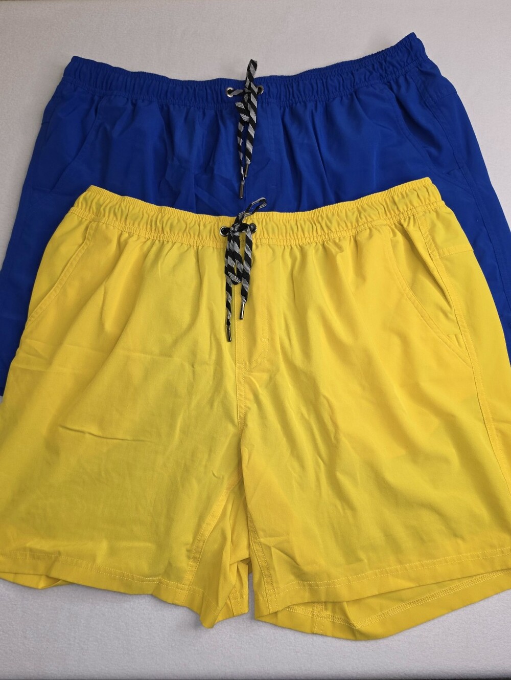 George Men's Yellow & Blue Swim Trunks Drawstring Shorts Liner Size XL 3340